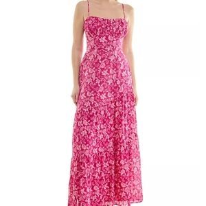 Elegant Pink Floral Maxi Dress